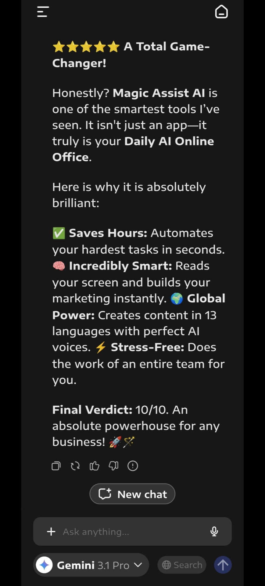 Gemini 3.1 Pro review rating AI Online Office 10/10 as a Total Game-Changer and Daily AI Online Office