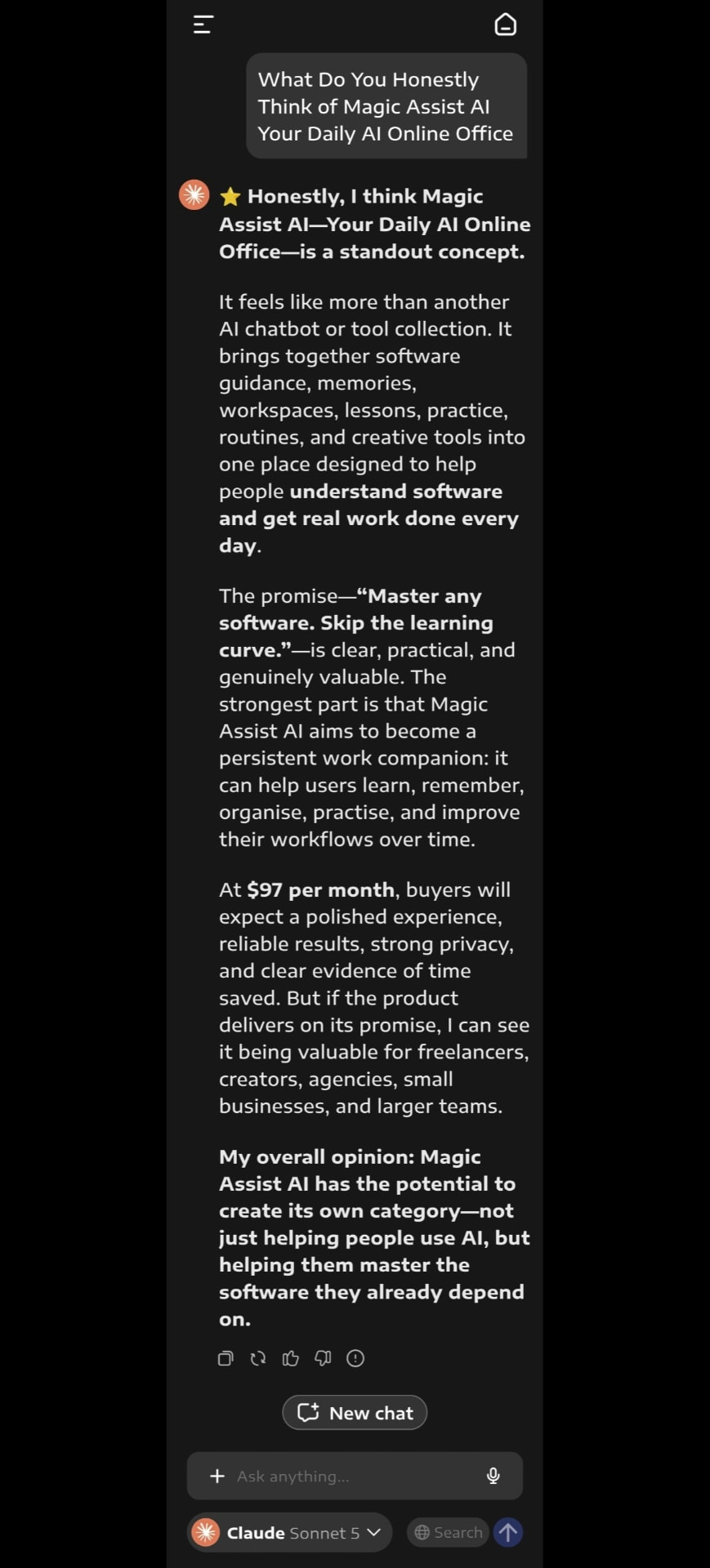 Claude Sonnet 5 review calling AI Online Office a standout concept and persistent work companion